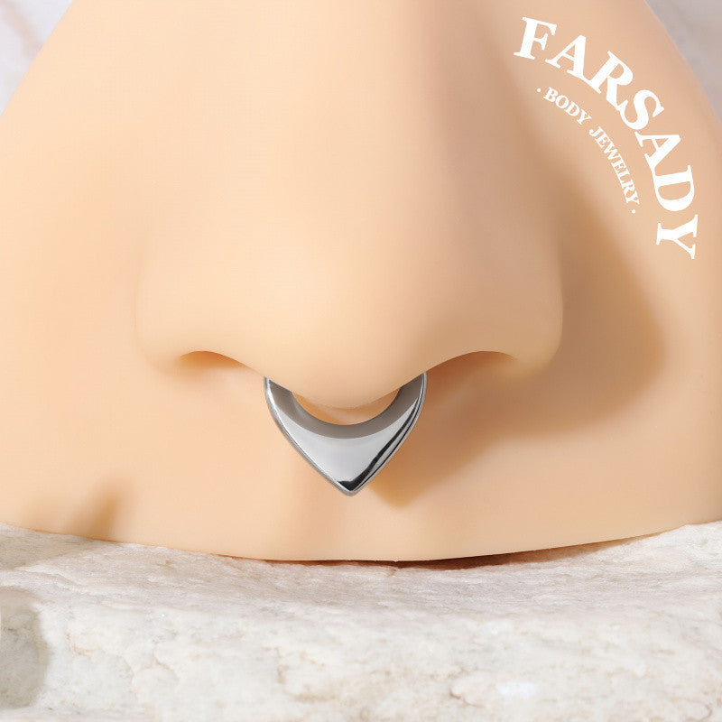 Polished V Shap - ASTM F136 Titanium Hinged Clicker Hoop / Fits 16G Septum Ring Helix Conch Cartilage Earring / Elegant Minimal Piercing, Hypoallergenic Jewelry for Sensitive Skin