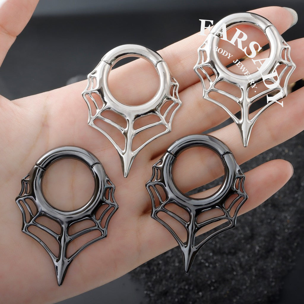 Spiderweb Ear Weights Hoop 5mm Stretched Ear 4 Gauges Earring Plugs Heavy Ear Weights Hanger Easy Clasp Gothic Ear Tunnels Lobe Stretching Body Jewelry