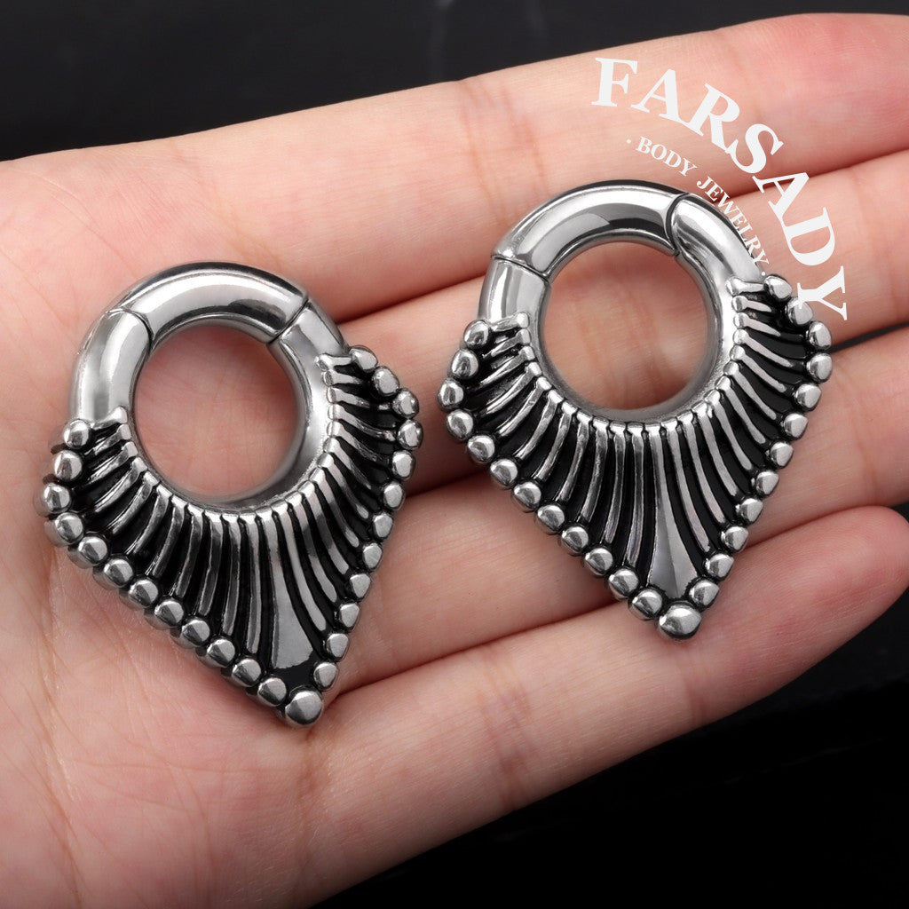 V-shaped Ear Weights Hanger Easy Clasp Silvery 316L Steel Stretcher Earrings 2G Circle Weights Earlobe Stretching Piercing Jewelry