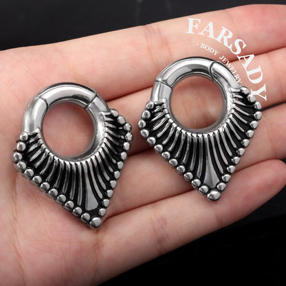 V-shaped Ear Weights Hanger Easy Clasp Silvery 316L Steel Stretcher Earrings 2G Circle Weights Earlobe Stretching Piercing Jewelry