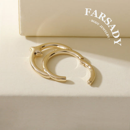Lunar Spike - Solid 14K Gold Hinged Clicker Hoop / Fits 16G Septum Ring Helix Conch Cartilage Earring