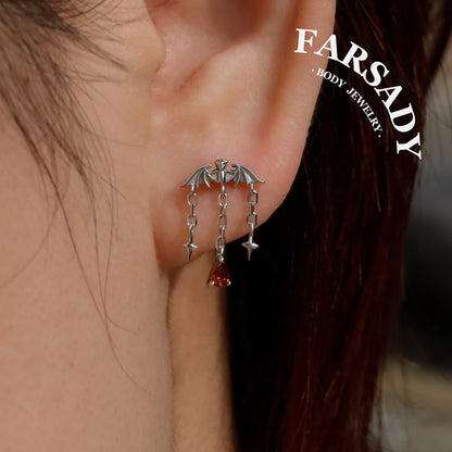Dusk Wing Cascade - 925 Silver Threadless Stud / Fits Vertical Helix Hidden Rook Earring