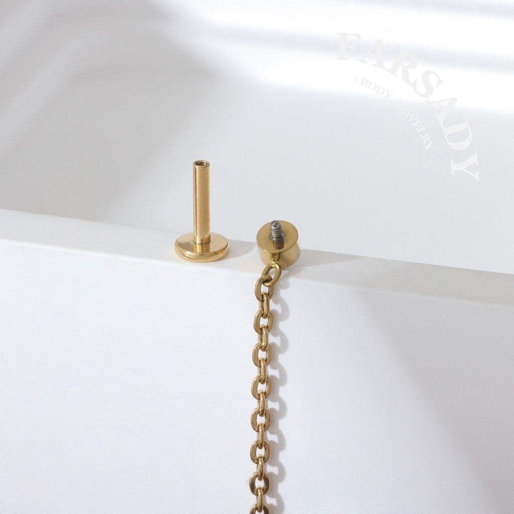Chain Glint - F136 Titanium Internally Threaded Stud / Fits Cartilage Helix Tragus Lobe Piercing