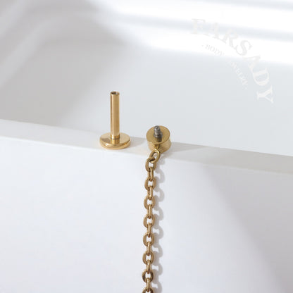 Chain Glint - F136 Titanium Internally Threaded Stud / Fits Cartilage Helix Tragus Lobe Piercing