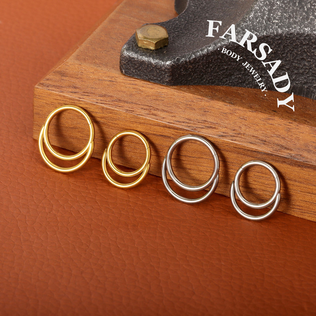 Twin Loop - ASTM F136 Titanium Hinged Clicker Hoop / Fits 16G Septum Ring Helix Conch Cartilage Earring
