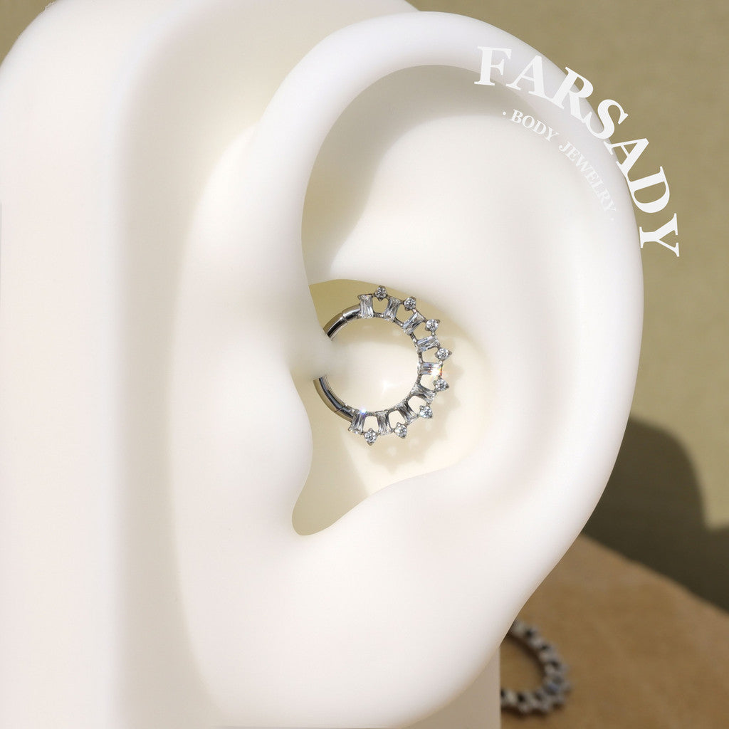 Ray Wreath - F136 Titanium Hinged Clicker Hoop / Fits 16G Septum Ring Helix Conch Cartilage Earring