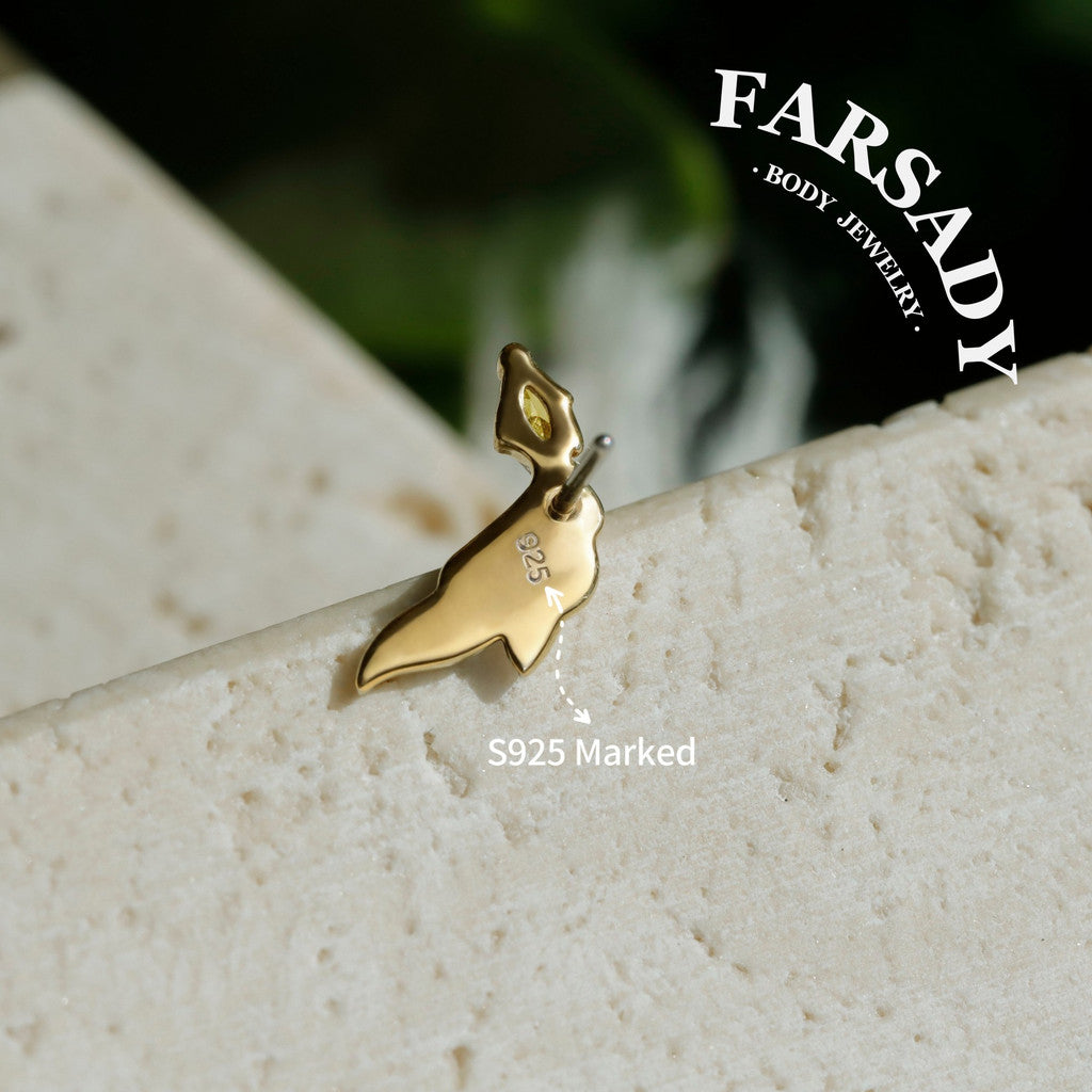 Golden Koi - 925 Silver Threadless Stud / Fits Cartilage Helix Tragus Lobe Nostril Piercing