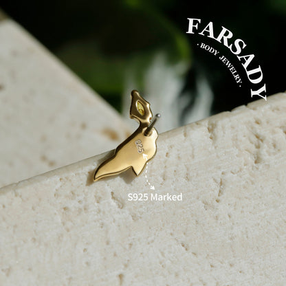 Golden Koi - 925 Silver Threadless Stud / Fits Cartilage Helix Tragus Lobe Nostril Piercing