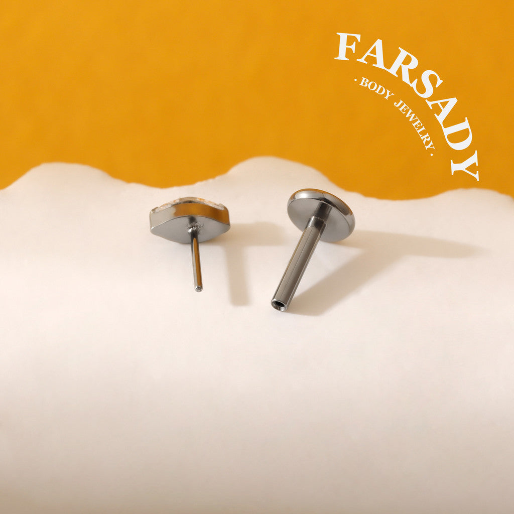 Marquise Zircon - F136 Titanium Colorful CZ Replacement Tops / Fits Threadless Ear Studs