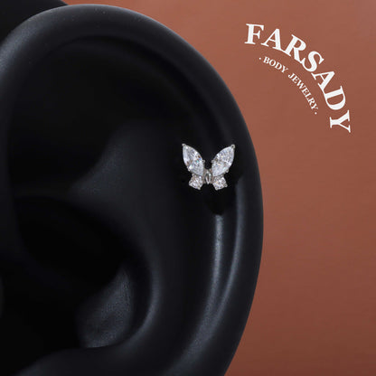 Winglet Spark - F136 Titanium Internally Threaded Stud / Fits Cartilage Helix Tragus Lobe Nostril Piercing