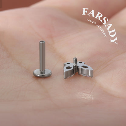 Winglet Spark - F136 Titanium Internally Threaded Stud / Fits Cartilage Helix Tragus Lobe Nostril Piercing