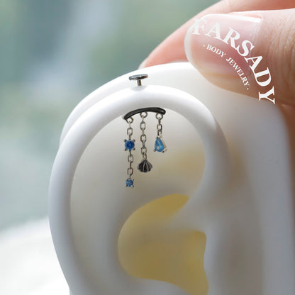 Marine Lapis - Sterling Silver Push In Stud