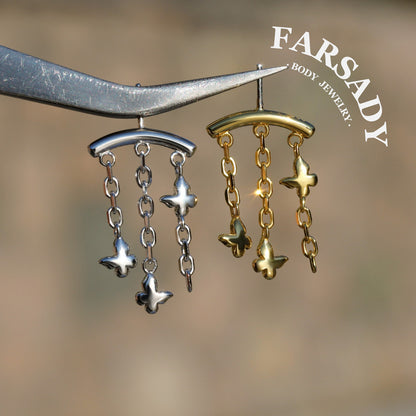 Triple Psyche - Sterling Silver Push In Stud