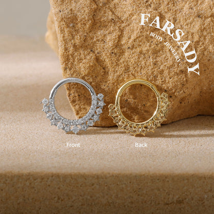 16G Sterling Silver Star Sea Septum Ring Clicker, Stunning Septum Jewelry 16G, 8mm Daith Earring Ring,Septum Piercing Hoop, Gold Helix Ring, Tragus Hoop