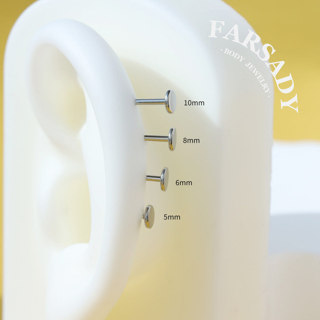 Titanium Inner Threaded Post Replacement in 16G18G Thickness, 5/6/8/10mm Length, Fit 0.9mm Threaded Top, Flat back helix, conch, tragus stud