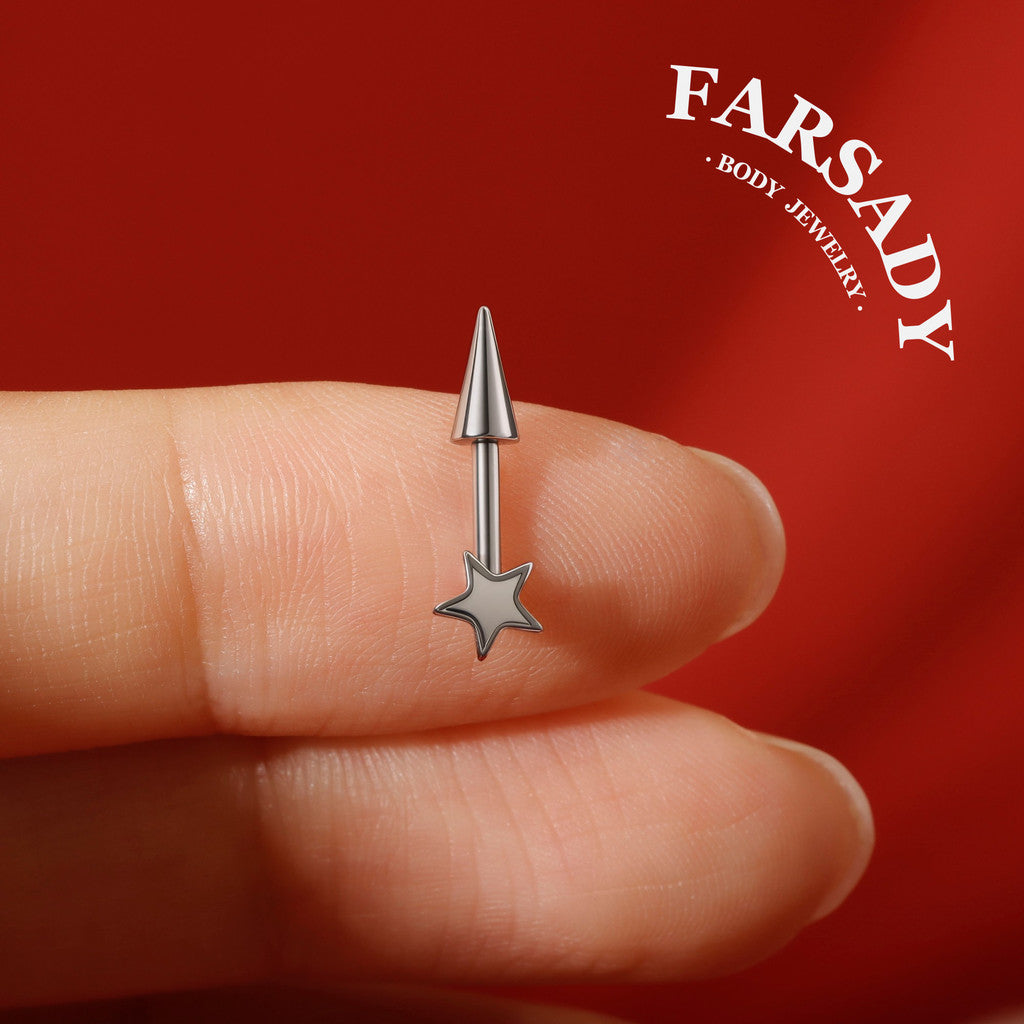 Star Spike - F136 Titanium Internally Threaded Stud / Fits Vertical Helix Hidden Rook Earring