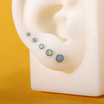 Gradient Color Opal - F136 Titanium Colorful Opal Replacement Tops / Fits Threadless Ear Studs