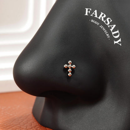 Sphere Cross  - F136 Titanium Screw End Stud / Fit 18G 20G Nose Ring