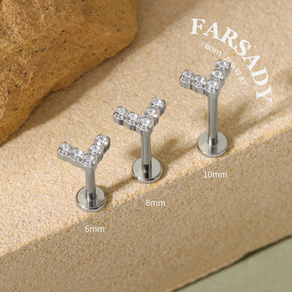 Gilded Chevron - F136 Titanium Internally Threaded Stud / Fits Cartilage Helix Tragus Lobe Nostril Piercing