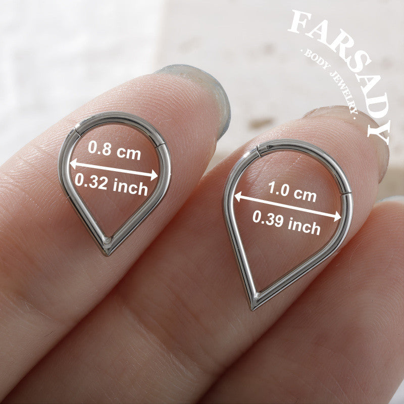 V Apex - ASTM F136 Titanium Hinged Clicker Hoop / Fits 16G Septum Ring Helix Conch Cartilage Earring / Elegant Minimal Piercing, Hypoallergenic Jewelry for Sensitive Skin