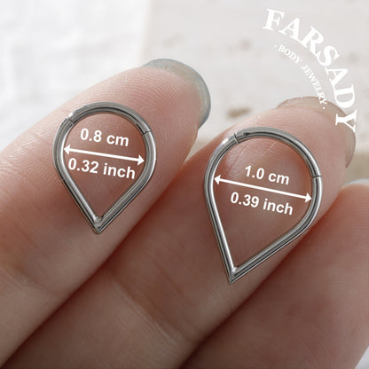 V Apex - ASTM F136 Titanium Hinged Clicker Hoop / Fits 16G Septum Ring Helix Conch Cartilage Earring / Elegant Minimal Piercing, Hypoallergenic Jewelry for Sensitive Skin