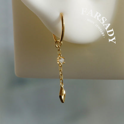 Minimalist CZ Drop Pendant Charm | DIY Chain Dangle Earring Component | 925 Sterling Silver or 18K Gold Plated | Cartilage Piercing Add-On