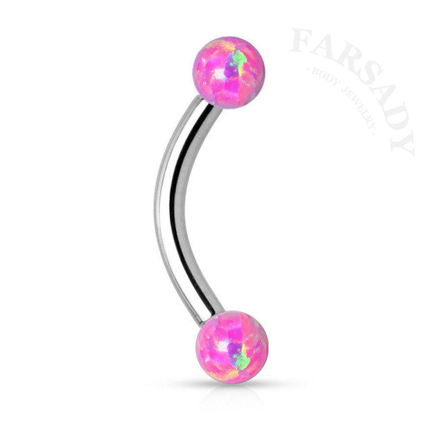 Opal Arc Tide - F136 Titanium Internal Thread Curved Barbell / Fits 16G Rook Daith Earring Lip Eyebrow Piercing
