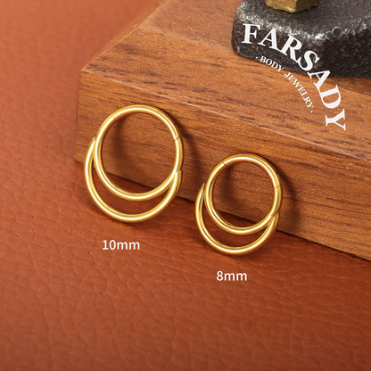 Twin Loop - ASTM F136 Titanium Hinged Clicker Hoop / Fits 16G Septum Ring Helix Conch Cartilage Earring