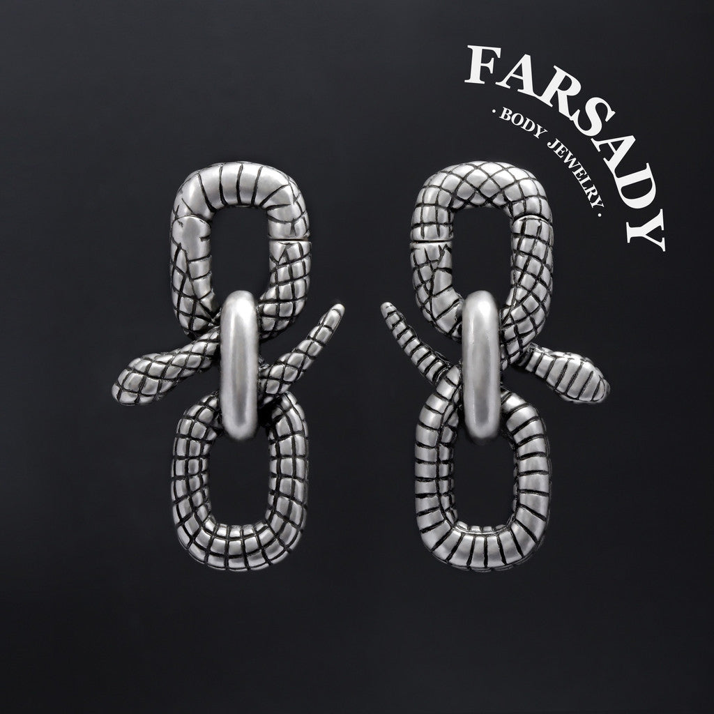 Serpens Volutus - 316L Magnetic Hinged Ear Weights / Fits 3G 2G Stretched Ear Lobes Tunnels Plugs