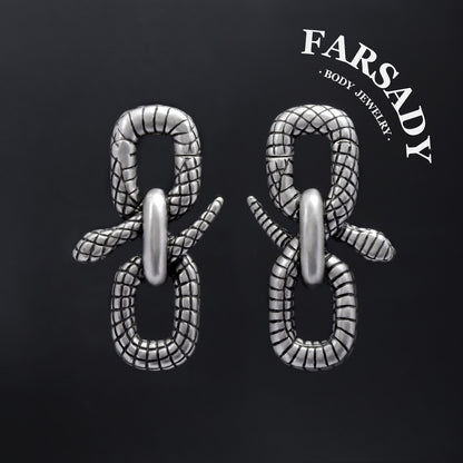 Serpens Volutus - 316L Magnetic Hinged Ear Weights / Fits 3G 2G Stretched Ear Lobes Tunnels Plugs