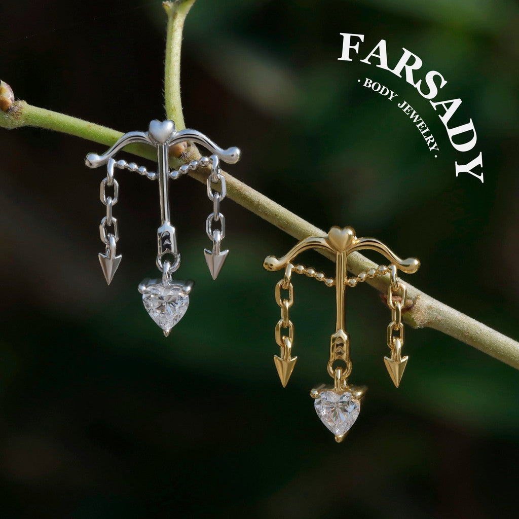 Cupid Bow - 925 Silver Threadless Stud / Fits Cartilage Helix Tragus Lobe Earring