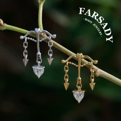 Cupid Bow - 925 Silver Threadless Stud / Fits Cartilage Helix Tragus Lobe Earring