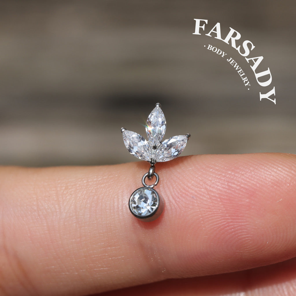 Leaf Whisper - F136 Titanium Internally Threaded Stud / Fits Cartilage Helix Tragus Lobe Piercing