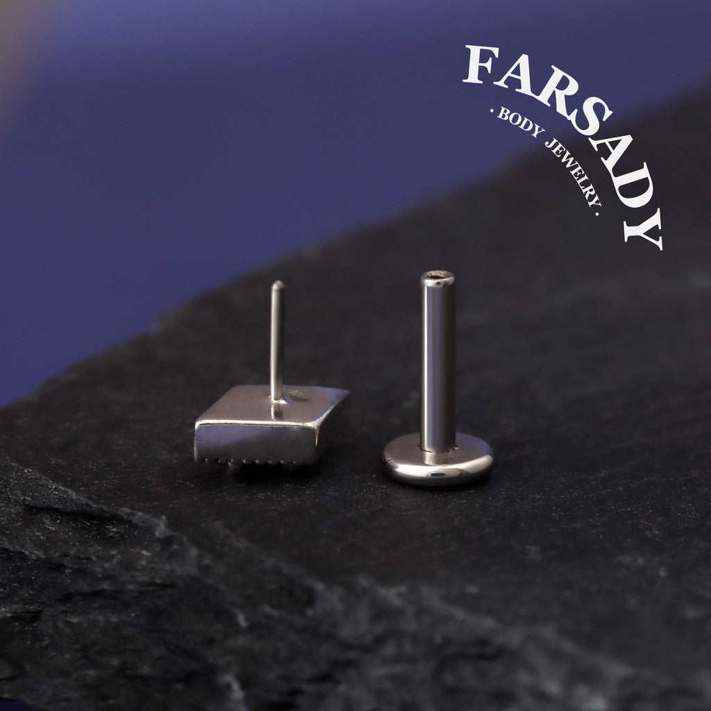 Crimson Rhomb - 925 Silver Threadless Stud / Fits Cartilage Helix Tragus Lobe Nostril Piercing