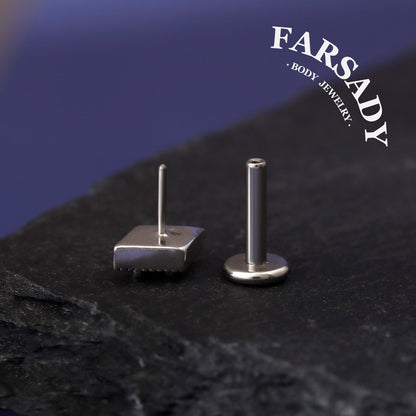 Crimson Rhomb - 925 Silver Threadless Stud / Fits Cartilage Helix Tragus Lobe Nostril Piercing