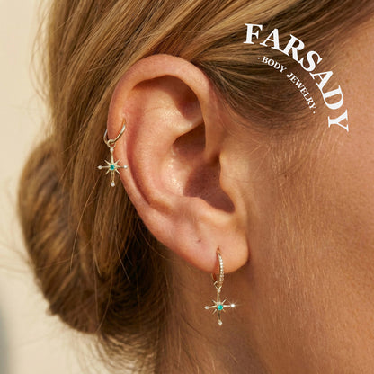 Mint Northstar - F136 Titanium Mint Green CZ Dangle Charm / Interchangeable Hoop Earring Pendant for Helix Daith Cartilage Piercing