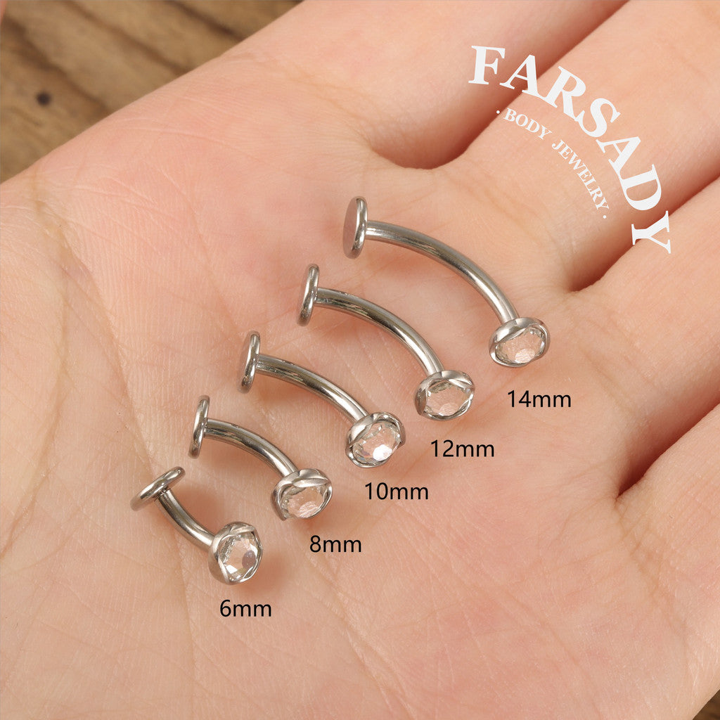 Bezel Arc Spark - F136 Titanium Internally Threaded Belly Button Ring / Fits 14G Navel Piercing