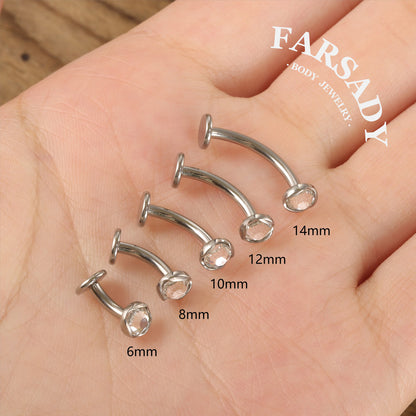 Bezel Arc Spark - F136 Titanium Internally Threaded Belly Button Ring / Fits 14G Navel Piercing