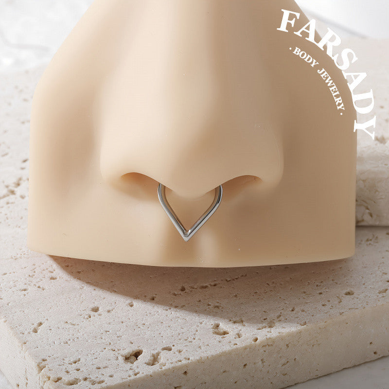 V Apex - ASTM F136 Titanium Hinged Clicker Hoop / Fits 16G Septum Ring Helix Conch Cartilage Earring / Elegant Minimal Piercing, Hypoallergenic Jewelry for Sensitive Skin