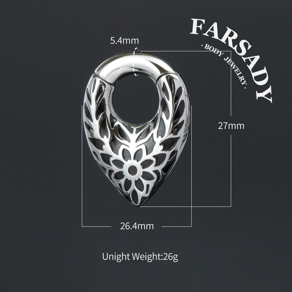 Pattern Tribal Ear Weights Hanger with Easy Closure/Teardrop Ear Gauge Earrings/Ear Stretched Jewelry/Weighted Hoops Sivler/Gauge Weight