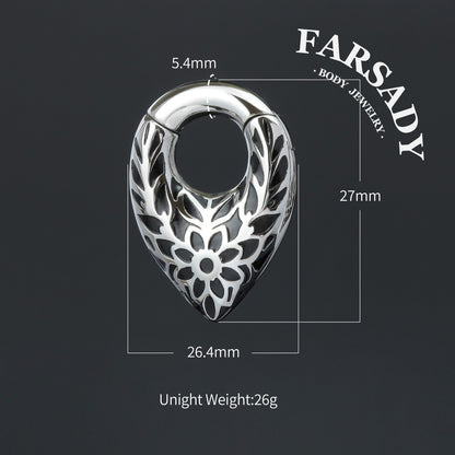 Pattern Tribal Ear Weights Hanger with Easy Closure/Teardrop Ear Gauge Earrings/Ear Stretched Jewelry/Weighted Hoops Sivler/Gauge Weight