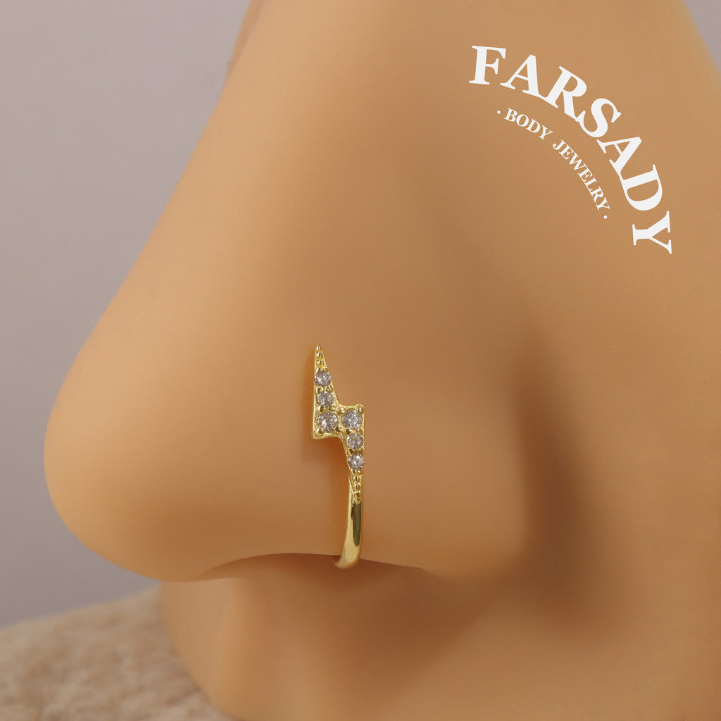 Celestial Trio Hook - 925 Silver Fake Nose Ring / Fit Non-Pierced Nose Ring