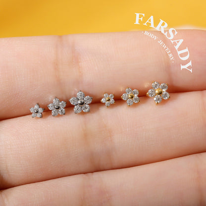 Petal Spark - F136 Titanium Replacement Tops / Fits Internal Thread Ear Studs