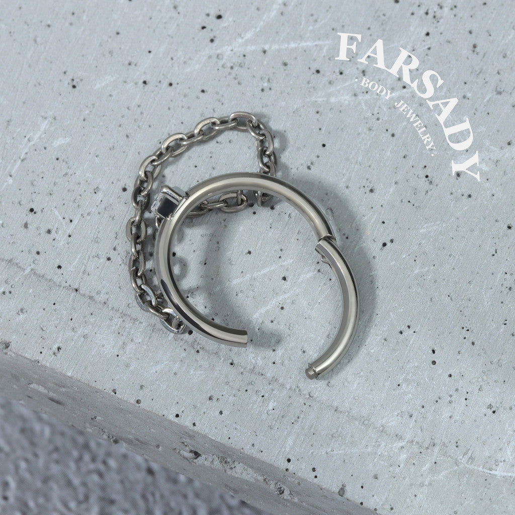 Draped Chain - ASTM F136 Titanium Hinged Clicker Hoop / Fits 16G Helix Conch Cartilage Earring