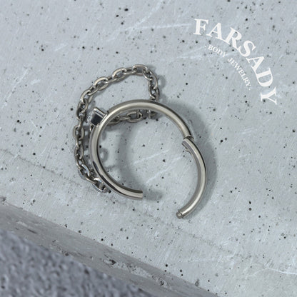 Draped Chain - ASTM F136 Titanium Hinged Clicker Hoop / Fits 16G Helix Conch Cartilage Earring
