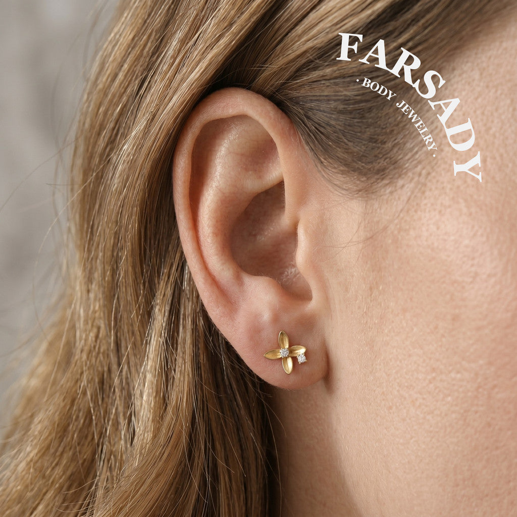 Petal Whisper - F136 Titanium Internally Threaded Stud / Fits Cartilage Helix Tragus Lobe Nostril Piercing