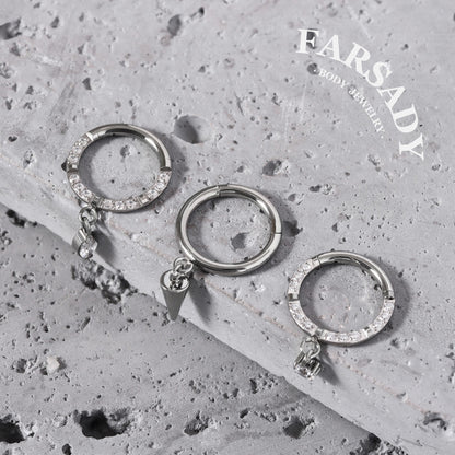 Dangle Crest - ASTM F136 Titanium Hinged Clicker Hoop / Fits 16G Septum Ring Helix Conch Cartilage Earring
