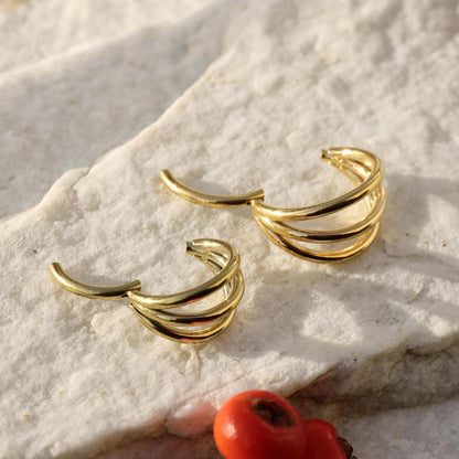 Triple Loop - ASTM F136 Titanium Hinged Clicker Hoop / Fits 16G Septum Ring Helix Conch Cartilage Earring / Waterproof Segment Piercing, Hypoallergenic Jewelry for Sensitive Skin