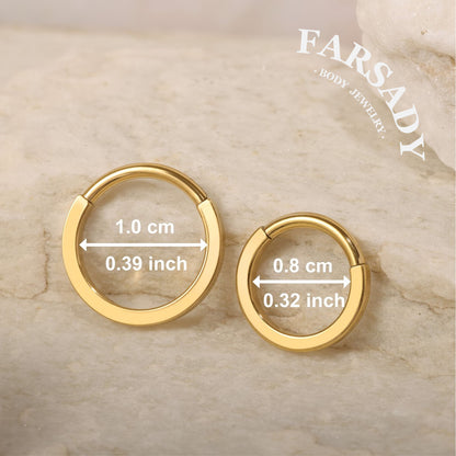 Rect Edge - ASTM F136 Titanium Hinged Clicker Hoop / Fits 16G Septum Ring Helix Conch Cartilage Earring / Elegant Minimal Piercing, Hypoallergenic Jewelry for Sensitive Skin