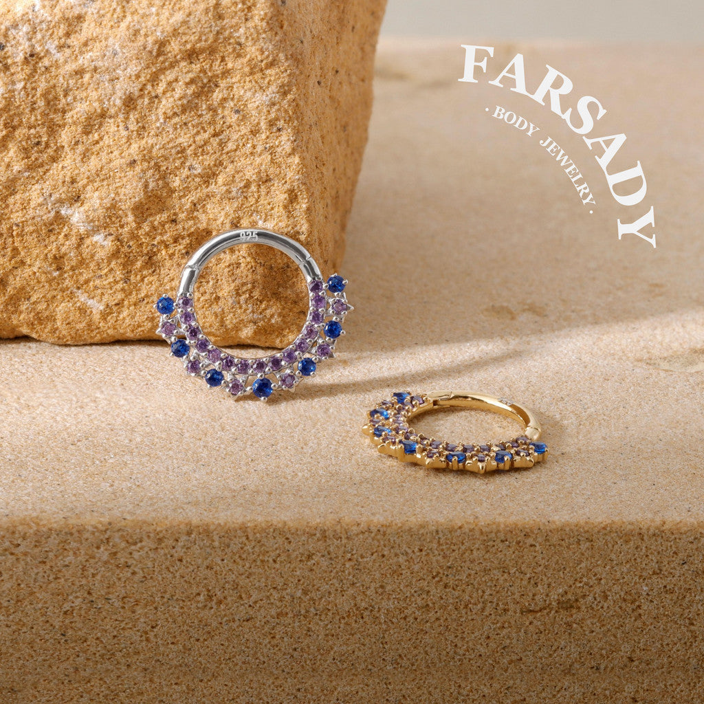 16G S925 Star sea Septum Ring, 16G Celestial Daith Hoop Earring, Sterling Silver Septum Clicker, Helix Ring Gold, Star Septum Piercing Jewelry | Sparkling Daily Wear with Gift Box